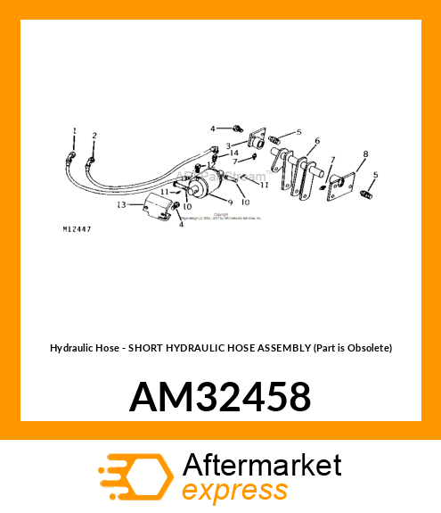 Hydraulic Hose - SHORT HYDRAULIC HOSE ASSEMBLY (Part is Obsolete) AM32458