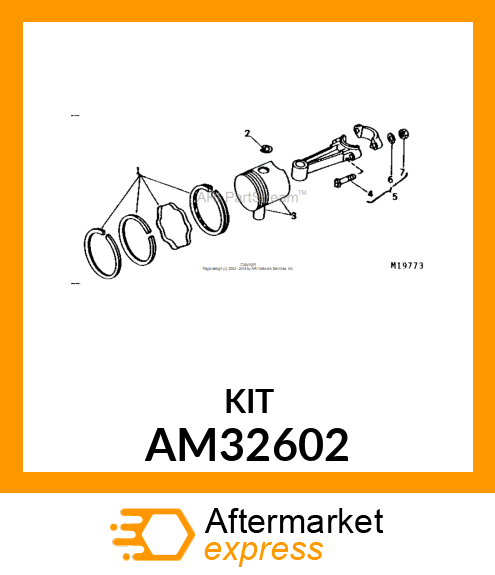 Piston Ring Kit - KIT, PISTON RING SET .010 OVERSIZE AM32602