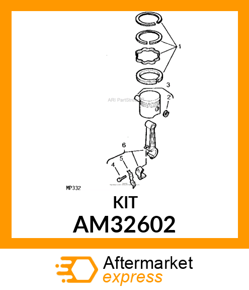 Piston Ring Kit - KIT, PISTON RING SET .010 OVERSIZE AM32602