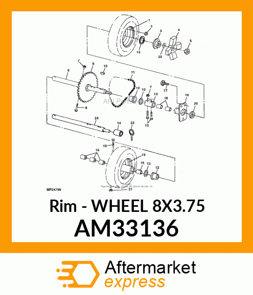 Rim - WHEEL 8X3.75 AM33136