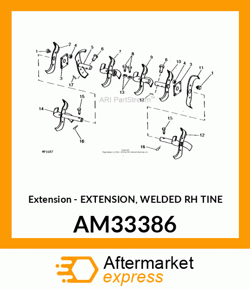 Extension - EXTENSION, WELDED RH TINE AM33386