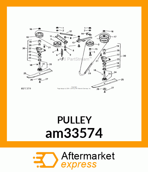 SHEAVE, IDLER W/BEARING am33574