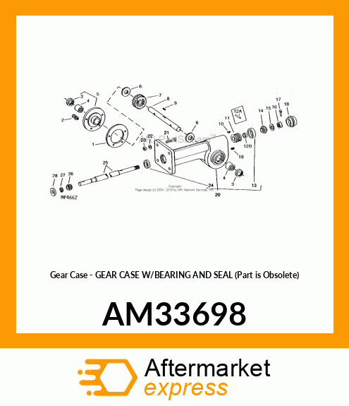 Gear Case - GEAR CASE W/BEARING AND SEAL (Part is Obsolete) AM33698