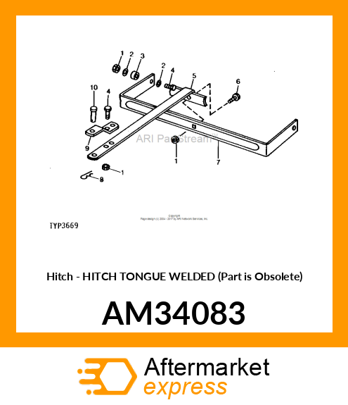 Hitch - HITCH TONGUE WELDED (Part is Obsolete) AM34083