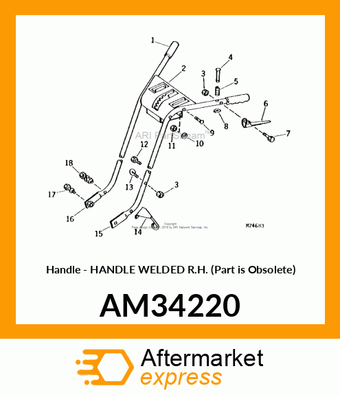 Handle - HANDLE WELDED R.H. (Part is Obsolete) AM34220