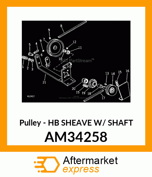 Pulley - HB SHEAVE W/ SHAFT AM34258