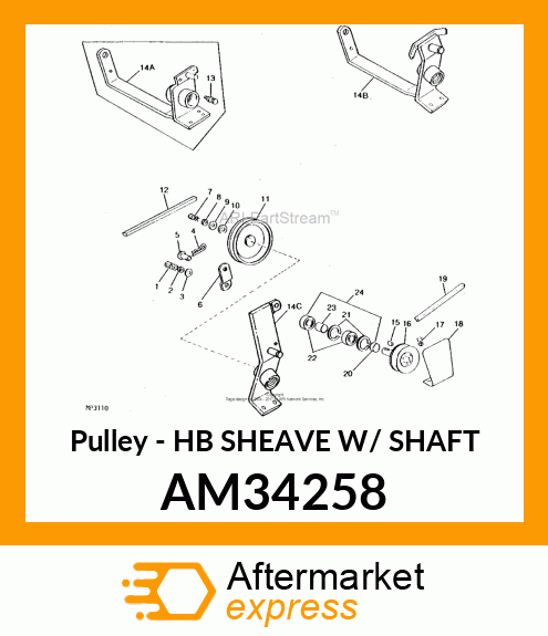 Pulley - HB SHEAVE W/ SHAFT AM34258