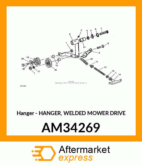 Hanger - HANGER, WELDED MOWER DRIVE AM34269