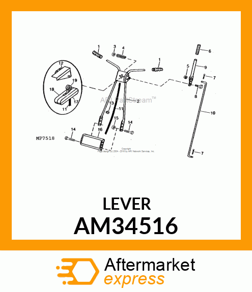 Lever - LIFT LEVER ASSY W/BEARING AM34516