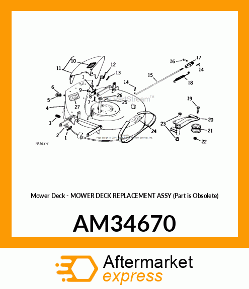 Mower Deck - MOWER DECK REPLACEMENT ASSY (Part is Obsolete) AM34670