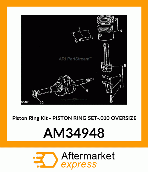 Piston Ring Kit - PISTON RING SET-.010 OVERSIZE AM34948