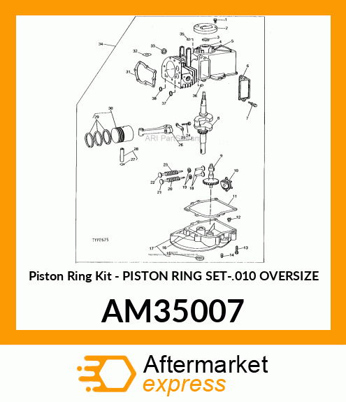 Piston Ring Kit - PISTON RING SET-.010 OVERSIZE AM35007