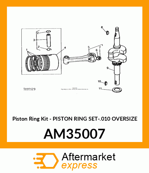 Piston Ring Kit - PISTON RING SET-.010 OVERSIZE AM35007