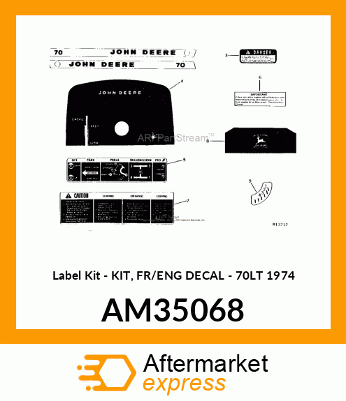 Label Kit - KIT, FR/ENG DECAL - 70LT 1974 AM35068