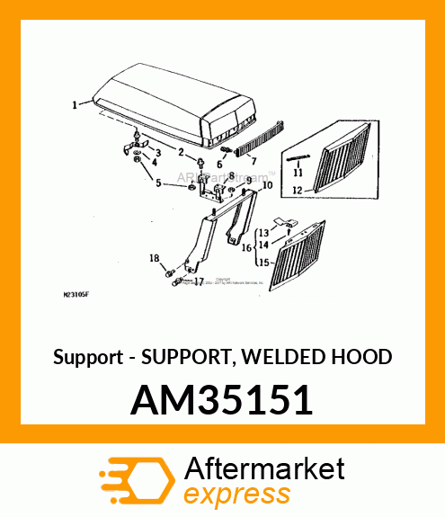 Support - SUPPORT, WELDED HOOD AM35151