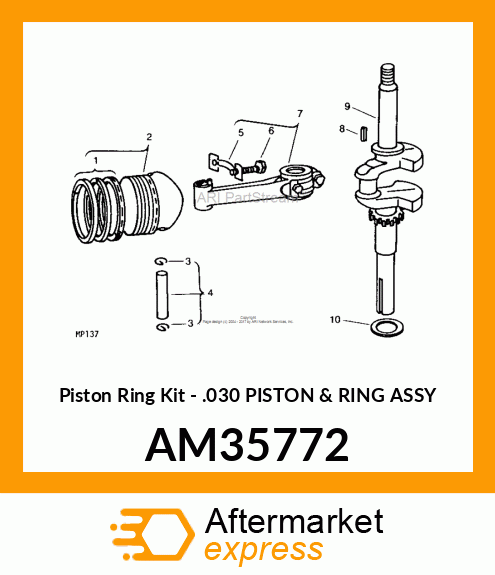 Piston Ring Kit - .030 PISTON & RING ASSY AM35772