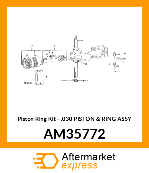 Piston Ring Kit - .030 PISTON & RING ASSY AM35772