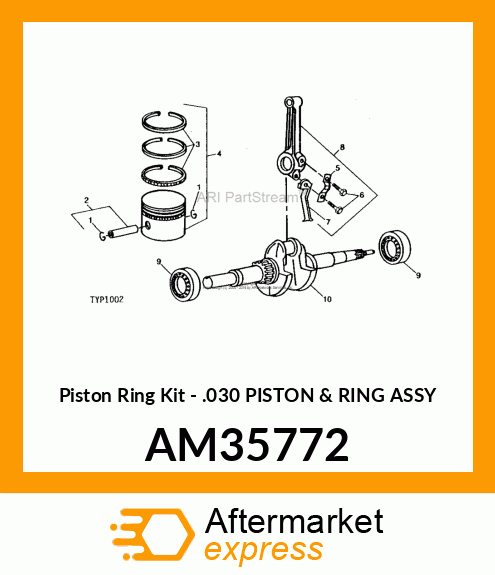 Piston Ring Kit - .030 PISTON & RING ASSY AM35772