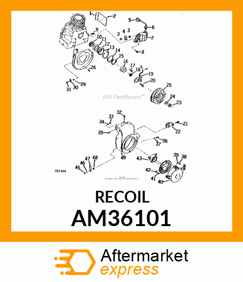 Starter Motor - REWIND STARTER ASSY (Part is Obsolete) AM36101