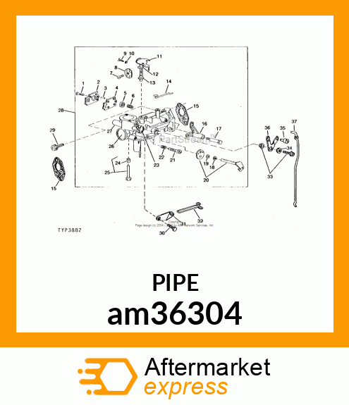 PIPE, SHORT FUEL W/CLIP am36304