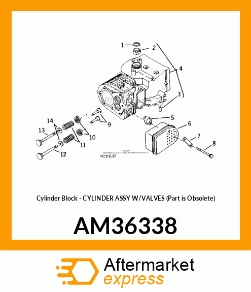 Cylinder Block - CYLINDER ASSY W/VALVES (Part is Obsolete) AM36338