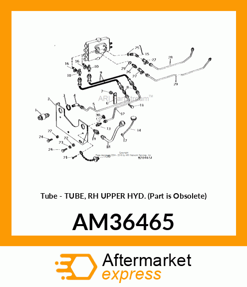 Tube - TUBE, RH UPPER HYD. (Part is Obsolete) AM36465