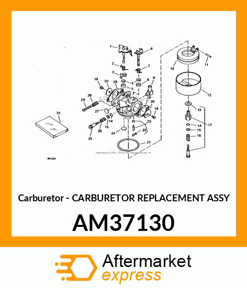 Carburetor - CARBURETOR REPLACEMENT ASSY AM37130