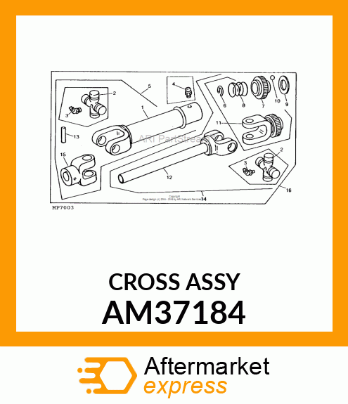 CROSS AND BEARING ASSEMBLY, KIT, CR AM37184