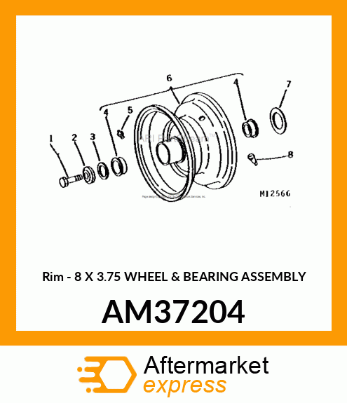 Rim - 8 X 3.75 WHEEL & BEARING ASSEMBLY AM37204