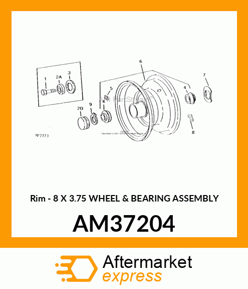 Rim - 8 X 3.75 WHEEL & BEARING ASSEMBLY AM37204