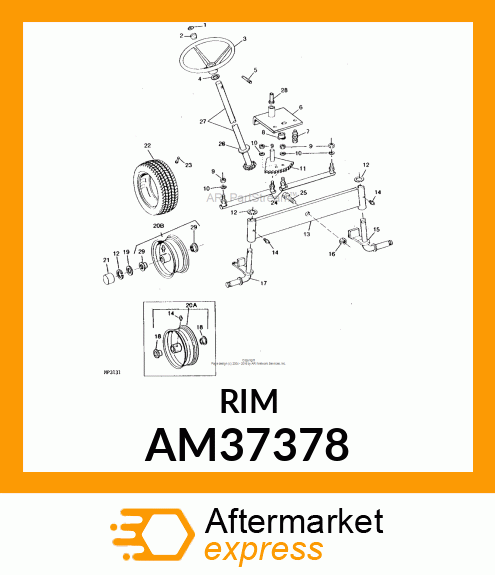 WHEEL amp; BEARING ASSY AM37378