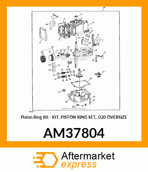 Piston Ring Kit - KIT, PISTON RING SET, .020 OVERSIZE AM37804