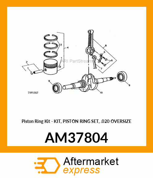 Piston Ring Kit - KIT, PISTON RING SET, .020 OVERSIZE AM37804