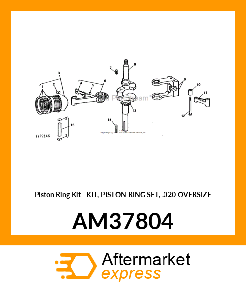 Piston Ring Kit - KIT, PISTON RING SET, .020 OVERSIZE AM37804