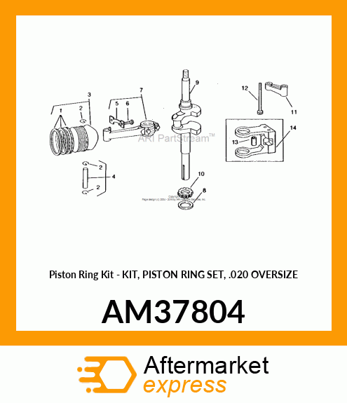 Piston Ring Kit - KIT, PISTON RING SET, .020 OVERSIZE AM37804