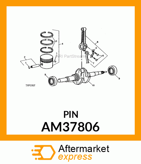 Pin Fastener - PISTON PIN ASSY, STD AM37806