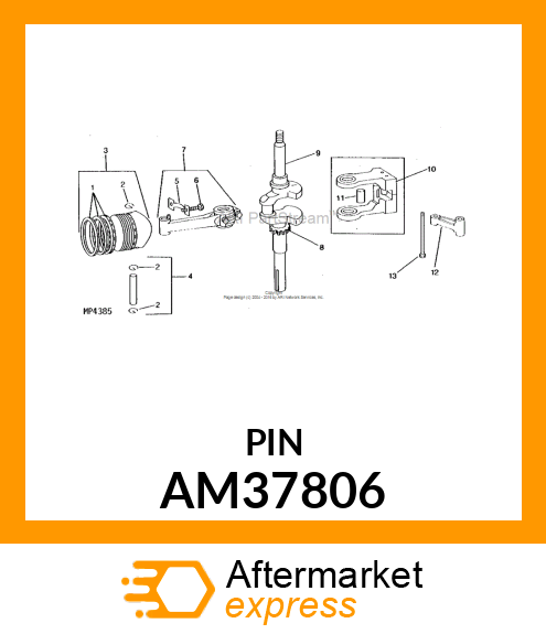 Pin Fastener - PISTON PIN ASSY, STD AM37806