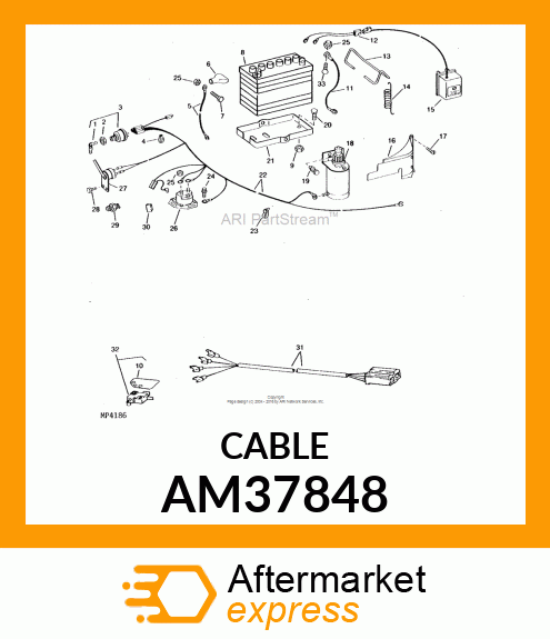 Positive Battery Cable Pur AM37848