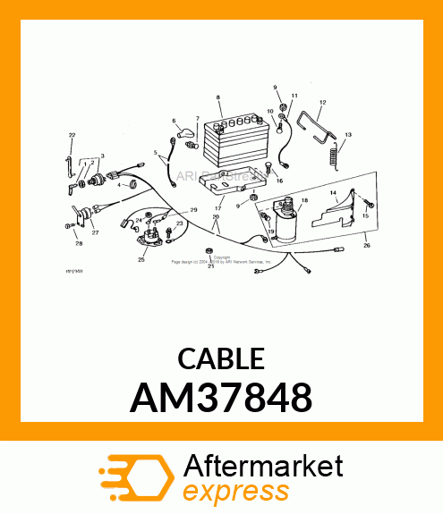 Positive Battery Cable Pur AM37848