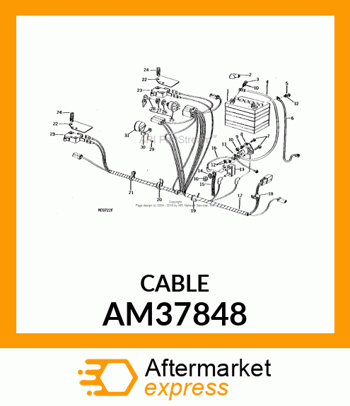 Positive Battery Cable Pur AM37848