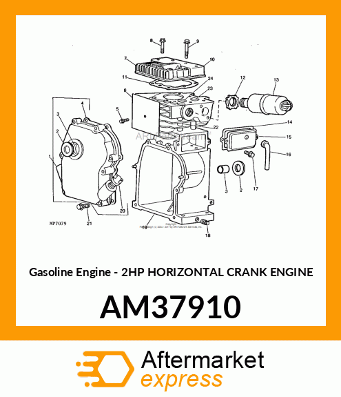 Gasoline Engine - 2HP HORIZONTAL CRANK ENGINE AM37910