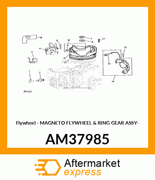 Flywheel - MAGNETO FLYWHEEL & RING GEAR ASSY- AM37985