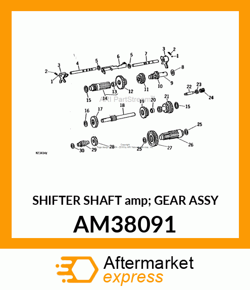 SHIFTER SHAFT amp; GEAR ASSY AM38091