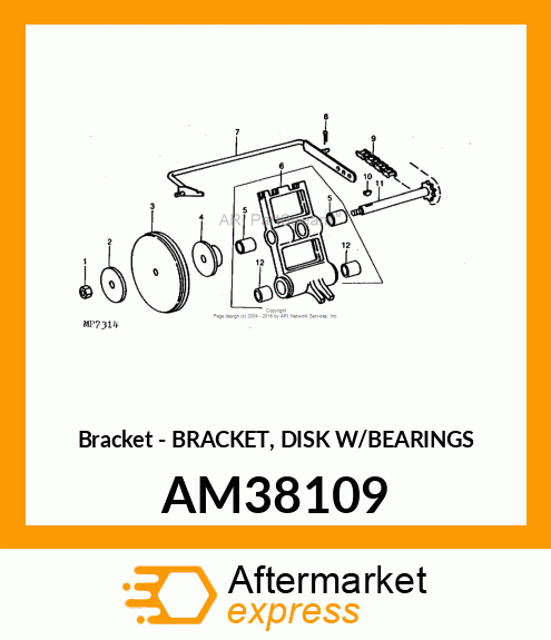 Bracket - BRACKET, DISK W/BEARINGS AM38109