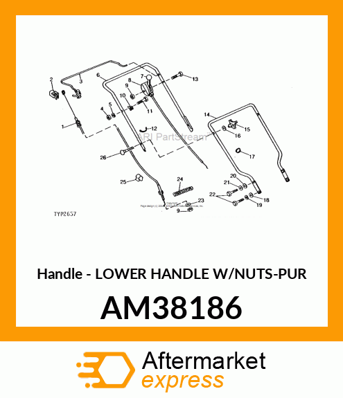 Handle - LOWER HANDLE W/NUTS-PUR AM38186