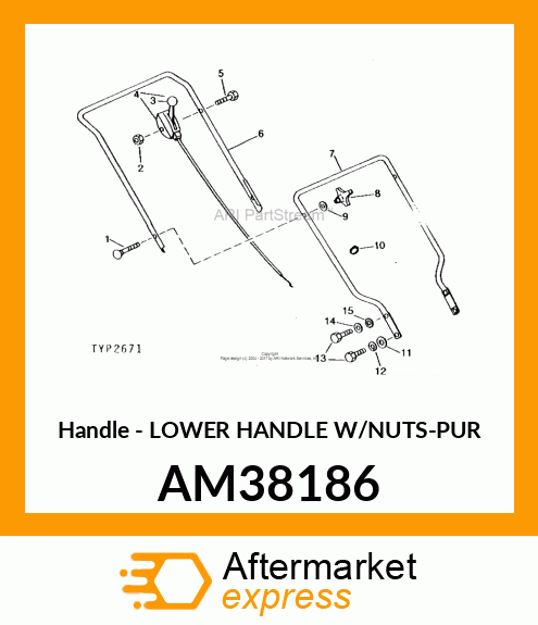 Handle - LOWER HANDLE W/NUTS-PUR AM38186