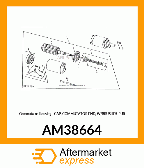 Commutator Housing - CAP, COMMUTATOR END, W/BRUSHES-PUR AM38664