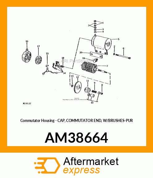 Commutator Housing - CAP, COMMUTATOR END, W/BRUSHES-PUR AM38664