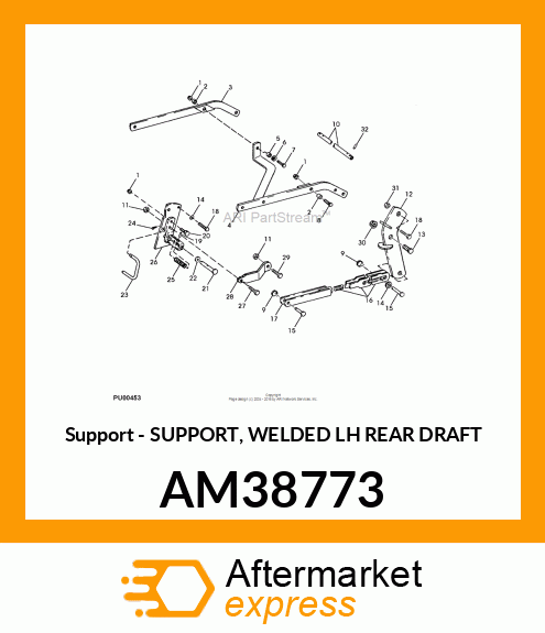 Support - SUPPORT, WELDED LH REAR DRAFT AM38773