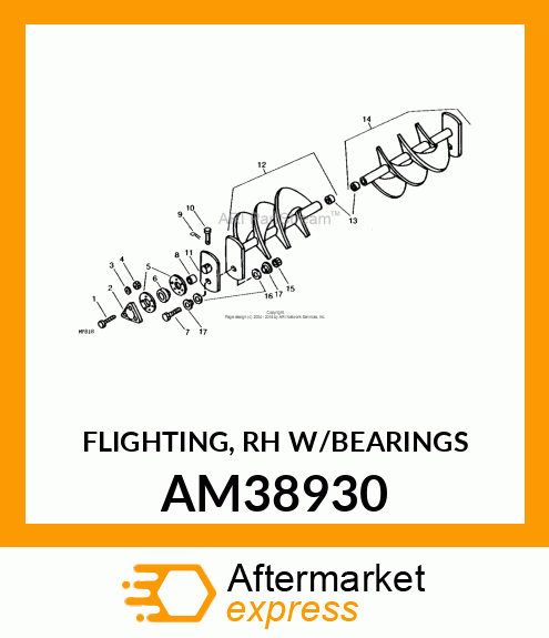 FLIGHTING, RH W/BEARINGS AM38930